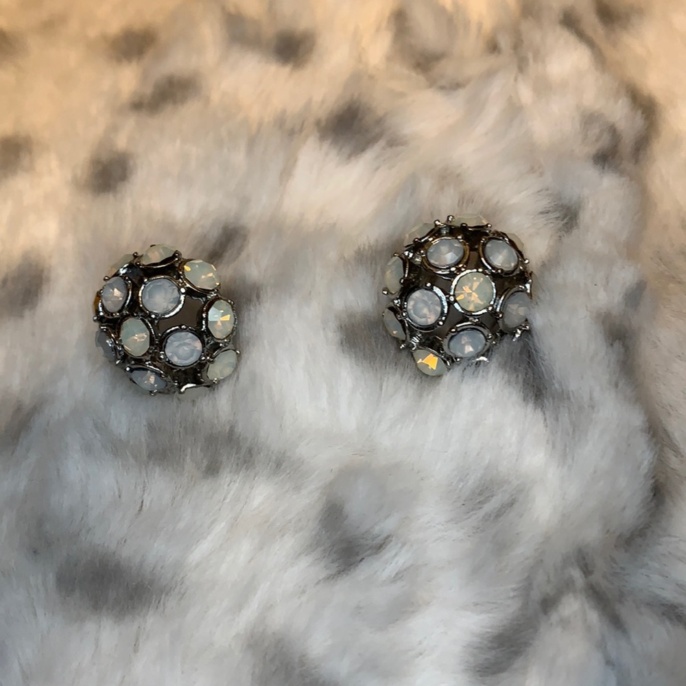 Silver earrings with iridescent stones